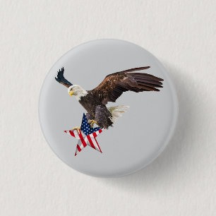 Badge Rond 2,50 Cm Aigle chauve drapeau américain