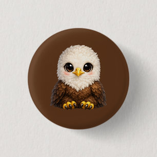 Badge Rond 2,50 Cm Aigle chauve mignon aux grands yeux dans la nature