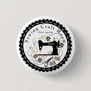 Badge Rond 2,50 Cm Aimer Coudre Noir Blanc