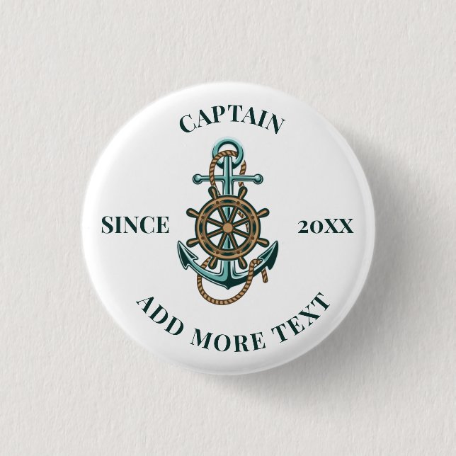 Badge Rond 2,50 Cm Ajouter Votre Texte Bouton Thème Ancre Nautique (Devant)
