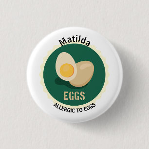 Badge Rond 2,50 Cm Alerte d'allergie aux oeufs Nom modifiable