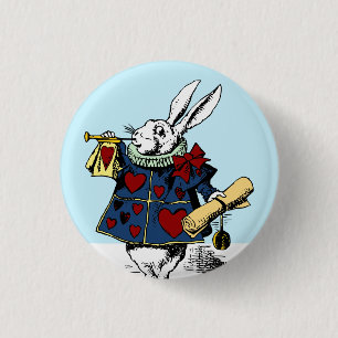 Badge Rond 2,50 Cm Alice dans le style blanc #1 de bouton de lapin du