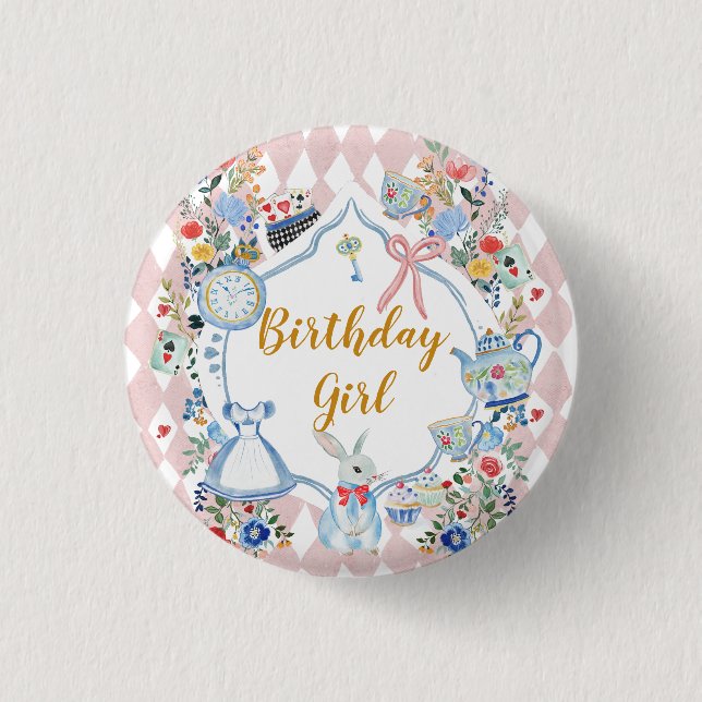 Badge Rond 2,50 Cm Alice dans l'Onederland Anniversaire lunaire (Devant)