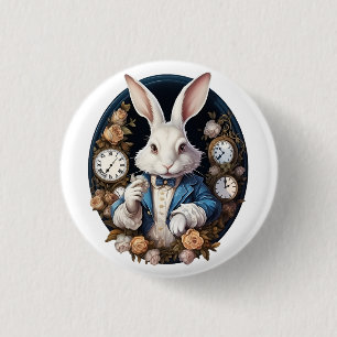 Badge Rond 2,50 Cm Alice lapin blanc dans Wonderland Montres et rose