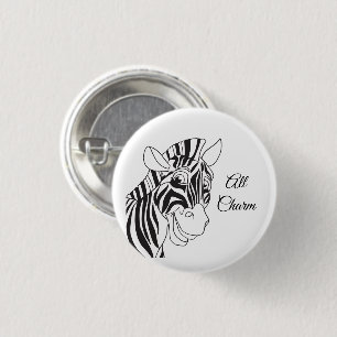 Badge Rond 2,50 Cm "All Charm" Lovely Zebra Black & White Trendy