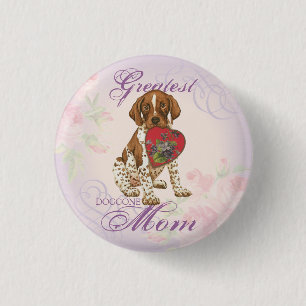 Badge Rond 2,50 Cm Allemand Pointeur court coeur maman