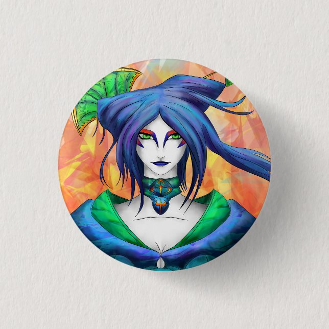 Badge Rond 2,50 Cm AltDelta : Bouton bleu de geisha (Devant)