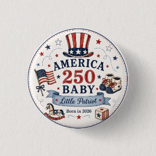 Badge Rond 2,50 Cm America 250 Bébé / Petit Patriote