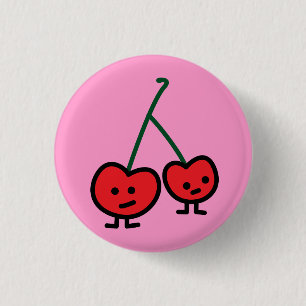 Badge Rond 2,50 Cm Ami de rouge de couples d'amis de cerise sauvage