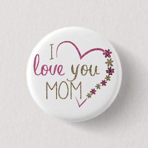 Badge Rond 2,50 Cm Amour Maman Mères Jour Coeur