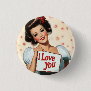 Badge Rond 2,50 Cm Amour rétro