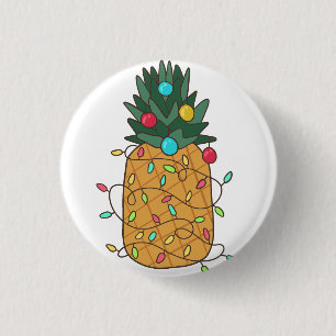 Badge Rond 2,50 Cm Ananas de Noël tropical