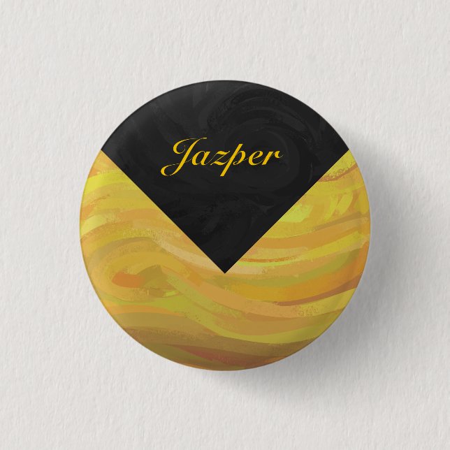 Badge Rond 2,50 Cm Ananas et Monogramme noir (Devant)