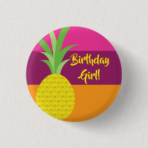 Badge Rond 2,50 Cm Ananas mignonne Été 1er Anniversaire Thème