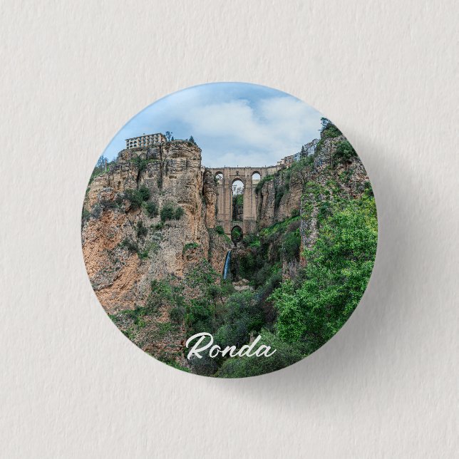 Badge Rond 2,50 Cm Ancien pont historique à Ronda, Espagne (Devant)