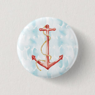 Badge Rond 2,50 Cm Ancre d'aquarelle orange