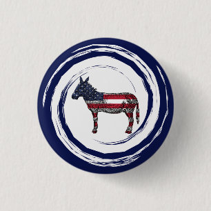Badge Rond 2,50 Cm Âne rouge blanc bleu patriotique