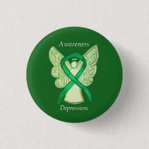 Badge Rond 2,50 Cm Ange de sensibilisation à la dépression Ruban Pin