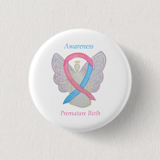 Badge Rond 2,50 Cm Ange de sensibilisation à la naissance prématurée  (Devant)