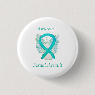 Badge Rond 2,50 Cm Ange de sensibilisation à l'agression sexuelle Rib