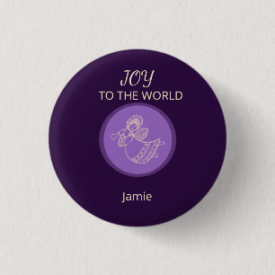 Badge Rond 2,50 Cm Ange Lavande Radieux de la Joie Unité Familiale Éc