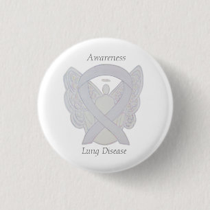 Badge Rond 2,50 Cm Ange Perle de la sensibilisation à la maladie pulm