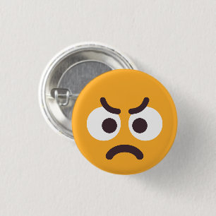 Badge Rond 2,50 Cm Angry Face mignon Fun Couleurs modifiables Emoji J