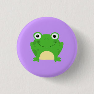 Badge Rond 2,50 Cm Animal mignon vert amphibie de bande dessinée de