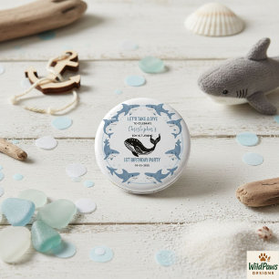 Badge Rond 2,50 Cm Animaux Marins Requin 1er Anniversaire   Sous l'Oc