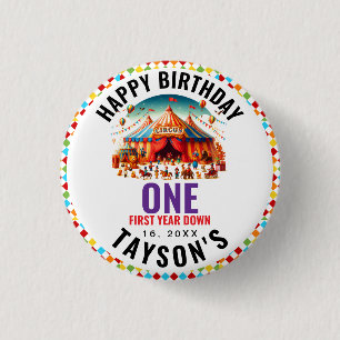 Badge Rond 2,50 Cm Anniversaire 1 an Cirque Carnaval Moderne Mignon