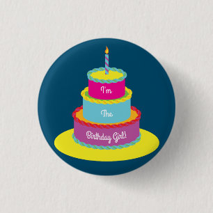 Badge Rond 2,50 Cm Anniversaire Cake Cute Coloré 1ère Fête Thème