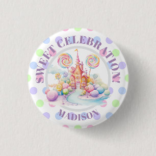 Badge Rond 2,50 Cm Anniversaire Candyland Aquarelle Pastel Fantaisist