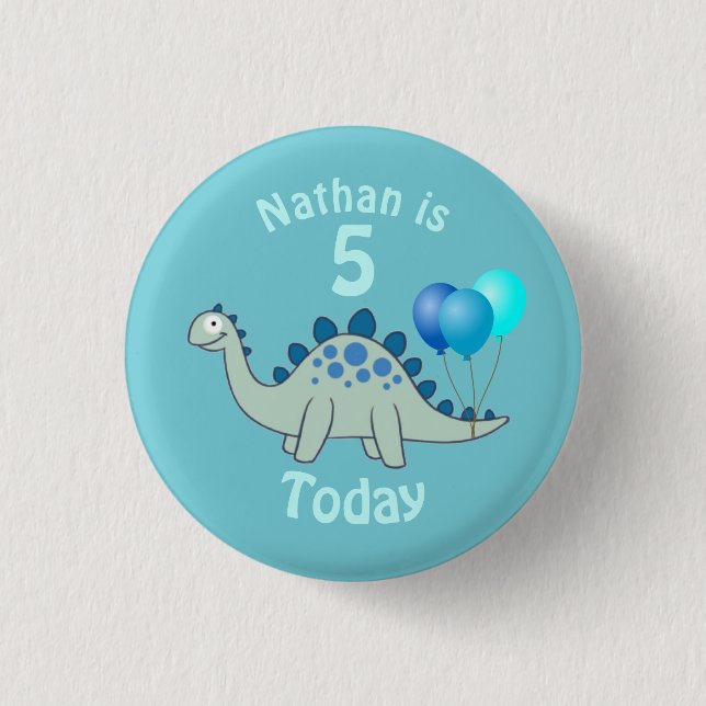 Badge Rond 2,50 Cm Anniversaire de Stegosaurus (Devant)