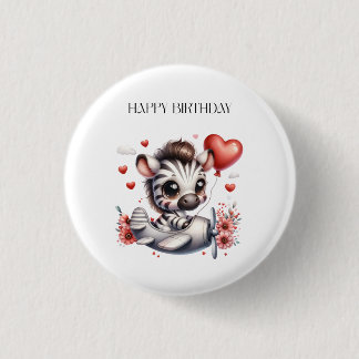 Badge Rond 2,50 Cm Anniversaire de Zebra Pilot