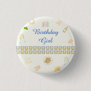 Badge Rond 2,50 Cm Anniversaire Prosecco et Pâtes