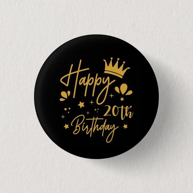 Badge Rond 2,50 Cm Anniversaire Queen Gold Parties scintillant Joyeux (Devant)