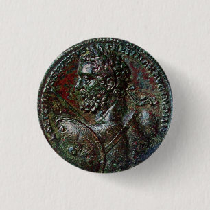 BADGE ROND 2,50 CM ANTIQUE ROMAIN BRONZE MEDALLION SEPTIMUS SÉVERS