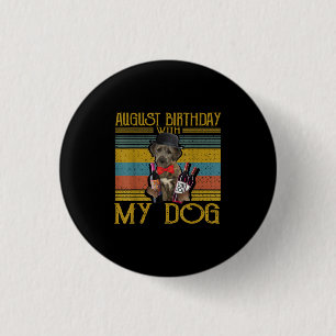Badge Rond 2,50 Cm Août Anniversaire Avec Mon Irlandais Wolfhound Dog