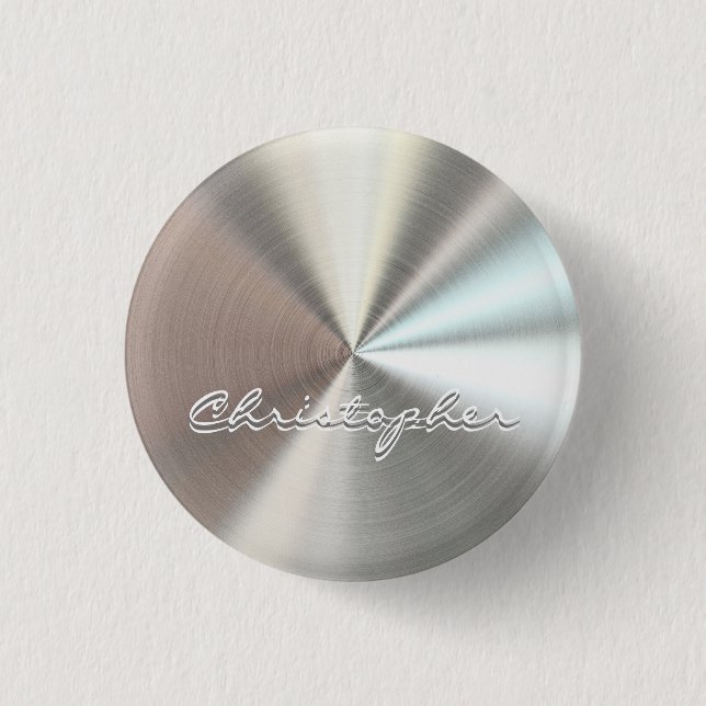 Badge Rond 2,50 Cm Apparence métallique radiale personnalisée - Chrom (Devant)