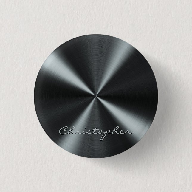 Badge Rond 2,50 Cm Apparence métallique radiale personnalisée - gris  (Devant)