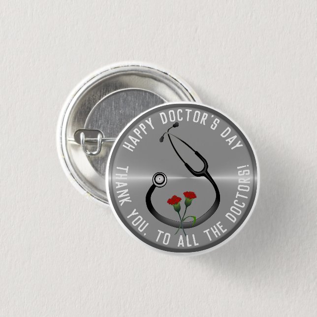 Badge Rond 2,50 Cm Appréciation Docteur Day Stethoscope (Devant & derrière)
