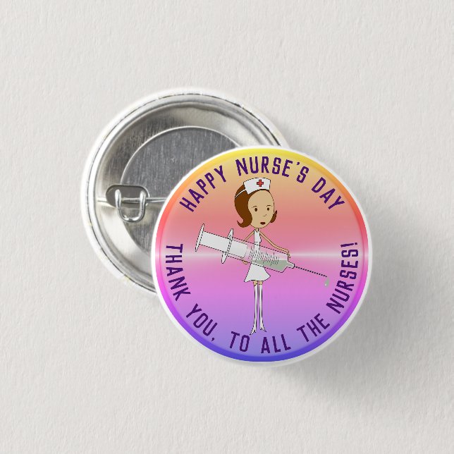 Badge Rond 2,50 Cm Appréciation Infirmière de jour rose (Devant & derrière)