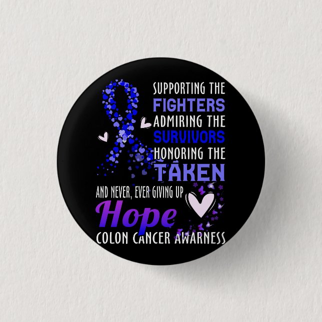 Badge Rond 2,50 Cm Appuyer Les Combattants Colon Cancer Awareness Col (Devant)