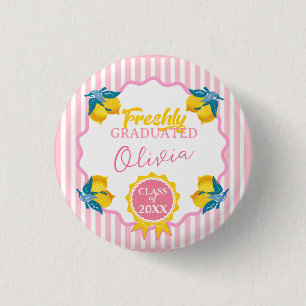 Badge Rond 2,50 Cm Aquarelle Citron Fraîchement Diplômé Fête Promotio