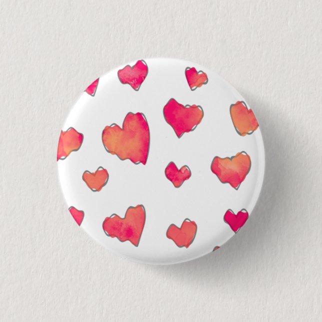 Badge Rond 2,50 Cm Aquarelle Coeur Art Motif (Devant)