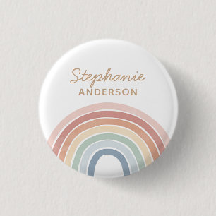 Badge Rond 2,50 Cm Aquarelle colorée Nom arc-en-ciel