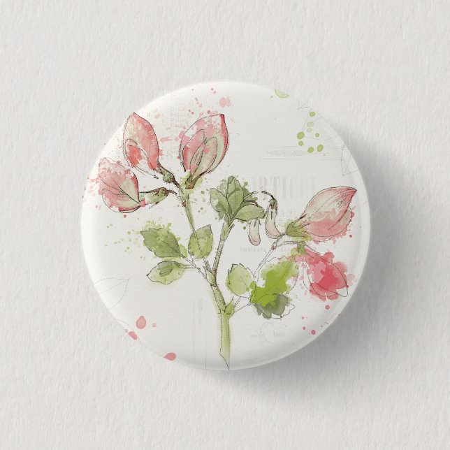 Badge Rond 2,50 Cm Aquarelle de pois doux (Devant)