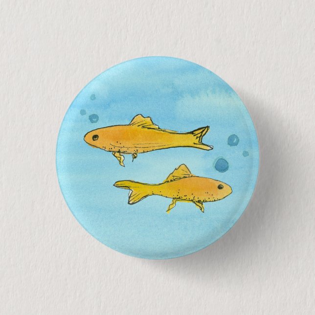 Badge Rond 2,50 Cm Aquarelle de poisson rouge (Devant)