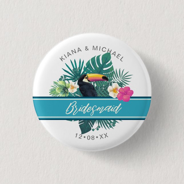 Badge Rond 2,50 Cm Aquarelle Demoiselle d'honneur Téalgique ID577 (Devant)