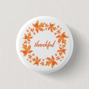 Badge Rond 2,50 Cm Aquarelle Feuille d'érable